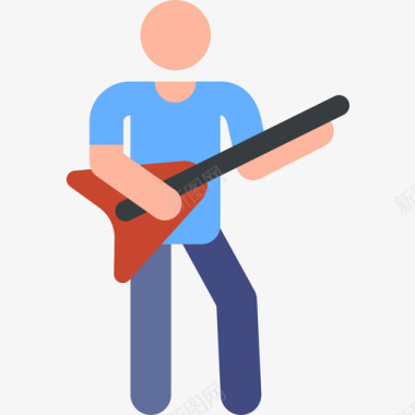 电吉他音乐家人类象形图2彩色图标图标