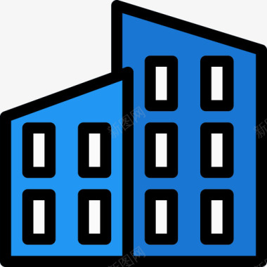 办公楼18个地方线性颜色图标图标