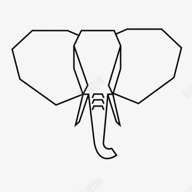 几何拼成的动物大象动物丛林图标图标
