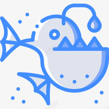 琵琶鱼海洋生物蓝色图标图标