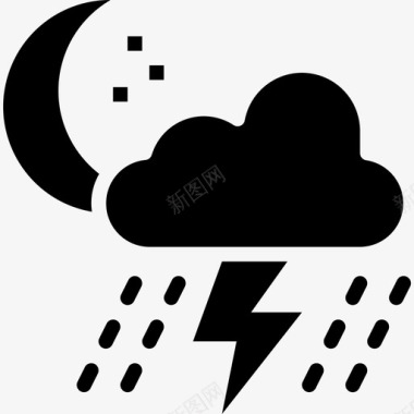 150夜晚天气150固体图标图标