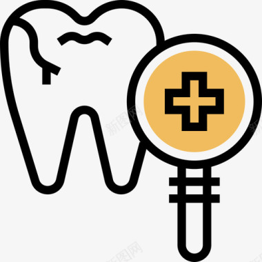 牙齿健康检查2黄色阴影图标图标