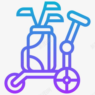 拉杆箱高尔夫16线性颜色图标图标