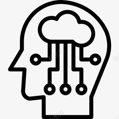 人脑图片云计算人脑25线性图标图标