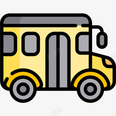 校车车辆和交通工具3种线颜色图标图标