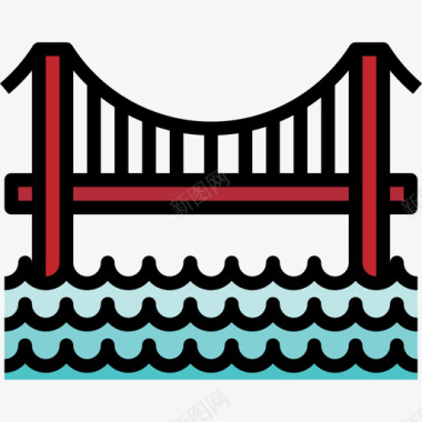 桥梁桥梁城市元素建筑4线条色彩图标图标