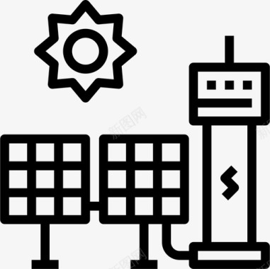 太阳能充电桩太阳能生态学131线性图标图标