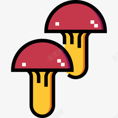 秋天的叶子蘑菇秋天42线形颜色图标图标