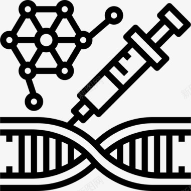 Dna结构遗传学和生物工程线性图标图标