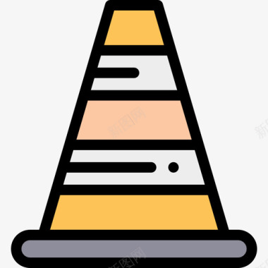 圆锥体建筑18线条色彩图标图标