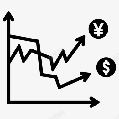 美元和日元波动现金硬币图标图标