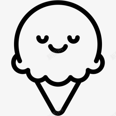 矢量盆栽冰淇淋和平表情情绪图标图标