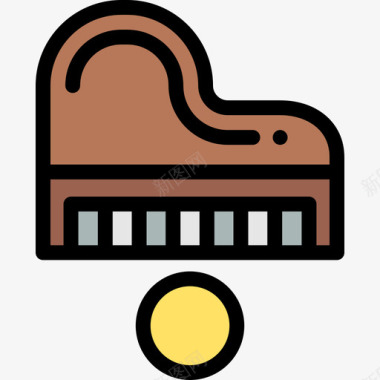 钢琴博物馆32线性颜色图标图标