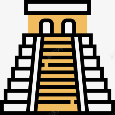 奇琴伊萨金字塔地标5黄色阴影图标图标