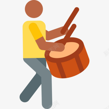 鼓手音乐家人类象形图2颜色图标图标