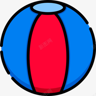 卡通沙滩球沙滩球热带7线性颜色图标图标