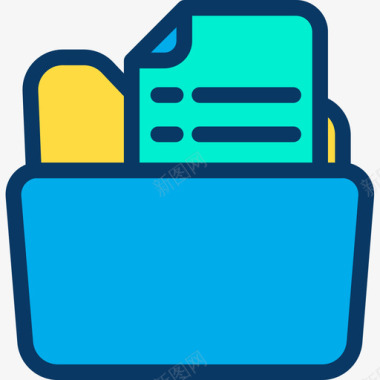 文件和文件夹文件夹教育和学校4线颜色图标图标