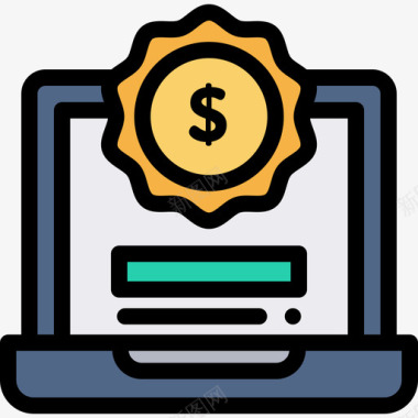 笔记本电脑在线购物24线性颜色图标图标