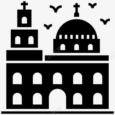 教堂标志穹顶建筑图标图标