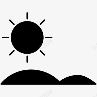 金色的太阳景观山丘图像图标图标