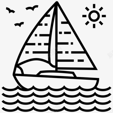 旅游线路游艇沙滩船帆船图标图标