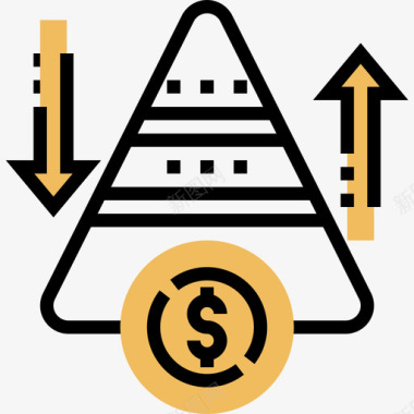 金字塔储蓄和投资7黄色阴影图标图标