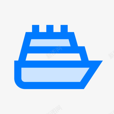货船2号船蓝色图标图标
