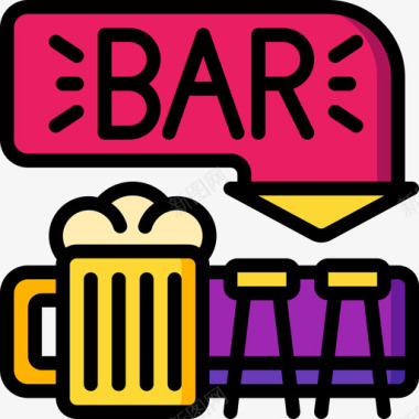 城市生活酒吧城市生活5线性颜色图标图标
