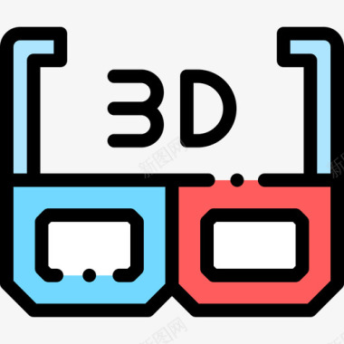 看3d电视3d电影约会夜5线性颜色图标图标