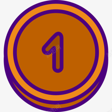 硬币商业和金融87线颜色图标图标