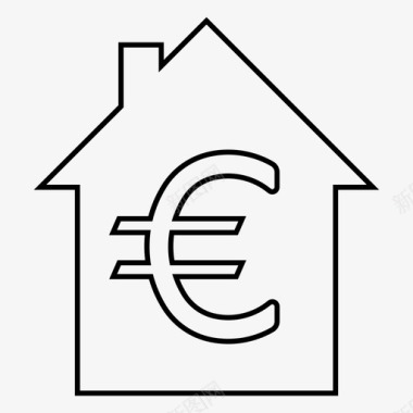欧元抵押贷款房地产金融图标图标