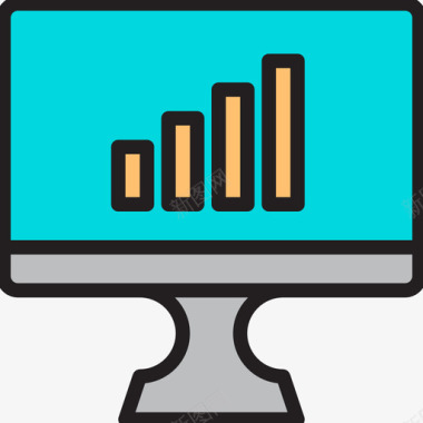 显示屏苹果Wifi电脑显示屏线性彩色图标图标