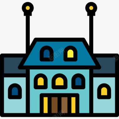 欧式元素住宅城市元素建筑4线条色彩图标图标