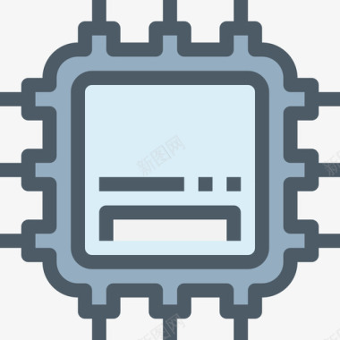 微型芯片芯片器件与技术3线颜色图标图标