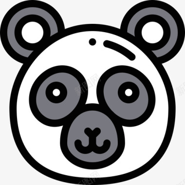 熊猫熊动物园5线性颜色图标图标