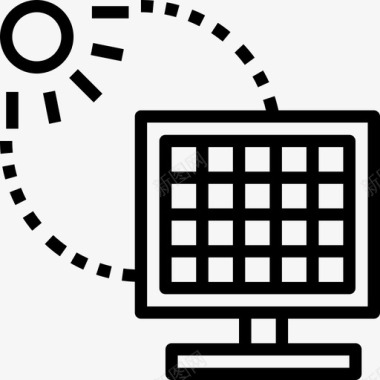 线性排布太阳能电池板重型和电力工业线性图标图标