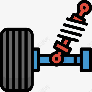 维修中悬架车辆维修11线性颜色图标图标
