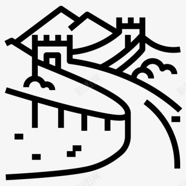旅游长城中国长城中国旅游地标图标图标