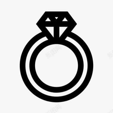 钻石情人节戒指钻石戒指几何形图标图标
