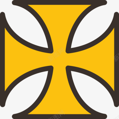 十字架十字架中世纪9线形颜色图标图标