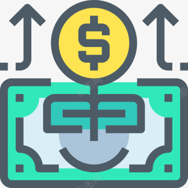 投资账单储蓄和投资3线性颜色图标图标