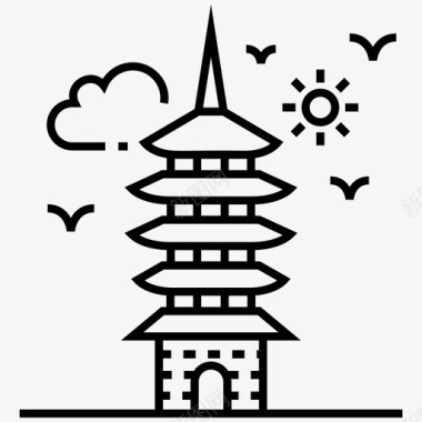 旅游线路大阪大厦建筑地标图标图标