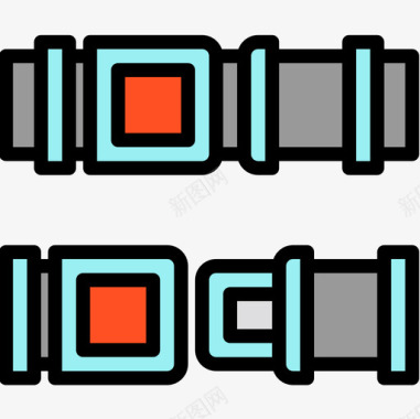 矢量安全带安全带机场49线性颜色图标图标