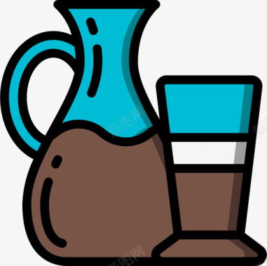 清新颜色水壶水壶咖啡馆9线性颜色图标图标