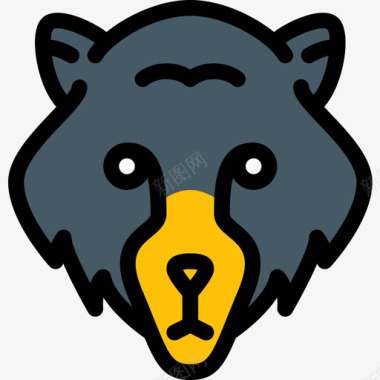 熊熊动物43线性颜色图标图标