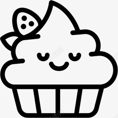 表情符号和平面包房纸杯蛋糕图标图标