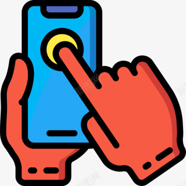 手机爱到图标智能手机6号手线性颜色图标图标