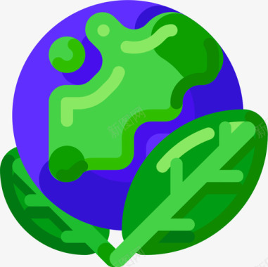 绿色地球生态129平坦图标图标