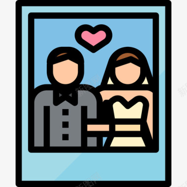 结婚照婚礼76线性颜色图标图标