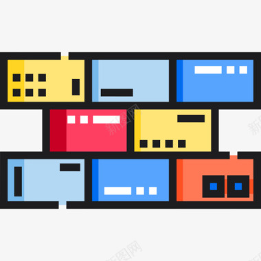 一堆砖砖工程15线颜色图标图标
